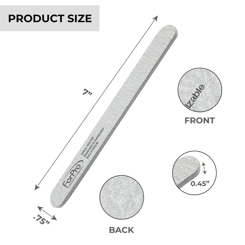 ForPro Professional Collection Zebra Foam Board, 180/180 Grit, Double-Sided Manicure Nail File, 7â€ L x .75â€ W, 50-Count - Image 5